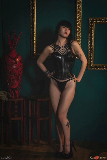Flawless Meow In Leather Corset 11