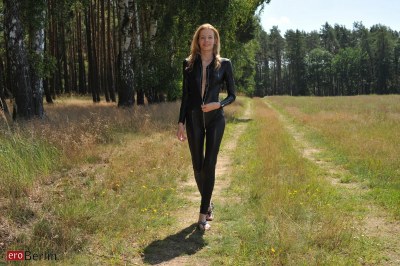 Angel Outdoors In Black Catsuit 1