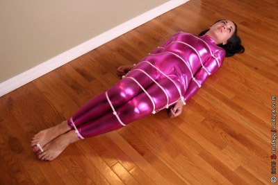 Bound Hottie In Pink Catsuit 6