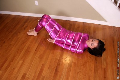 Bound Hottie In Pink Catsuit 8