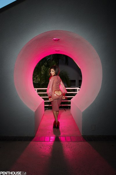 Darcie Dolce In A Pink Rubber Dress 1
