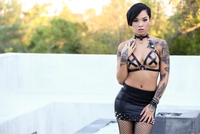 Inked Girl Teases In Leather 2