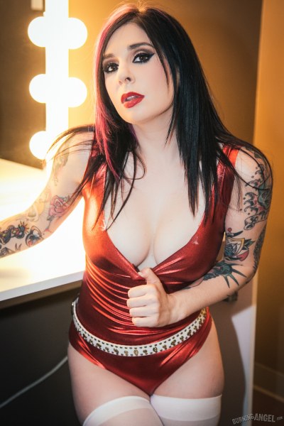 Inked Joanna Angel In Red Suit 2