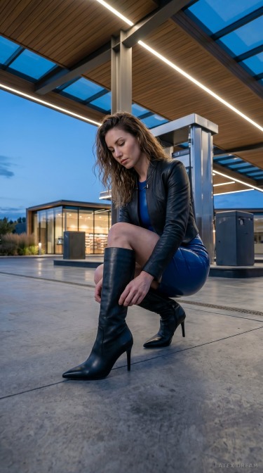 Ira Sapphire Latex Dress Blue Hour 7