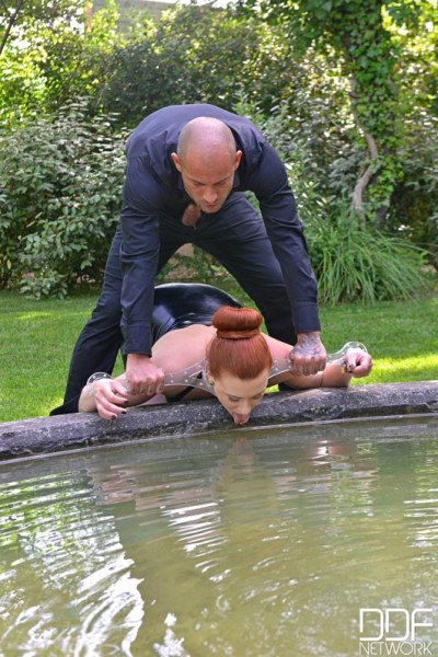 Latex Redhead Gets Dominated Outdoors 6