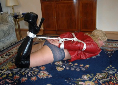 Lea Hogtied In Black And Red 5