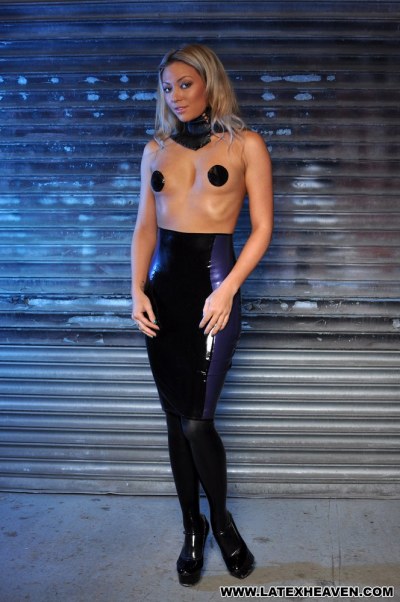 Natalia Forrest Topless In Latex Skirt And Stockings 1