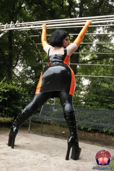 Posing In Rubber In The Park 11