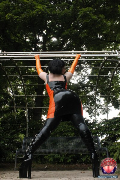 Posing In Rubber In The Park 13