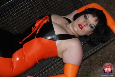 Posing In Rubber In The Park 7