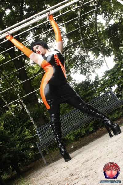 Posing In Rubber In The Park 9