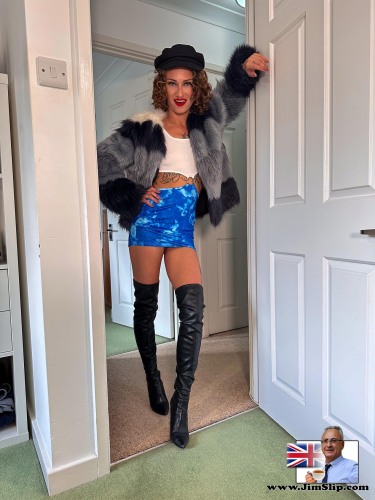 Pussy Kat In Blue Skirt And Boots 1