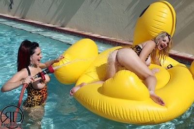 Rubberdoll And Vicky Vette On A Giant Duck 6