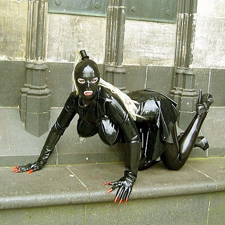 In Front Of Cologne Cathedral In Black Latex