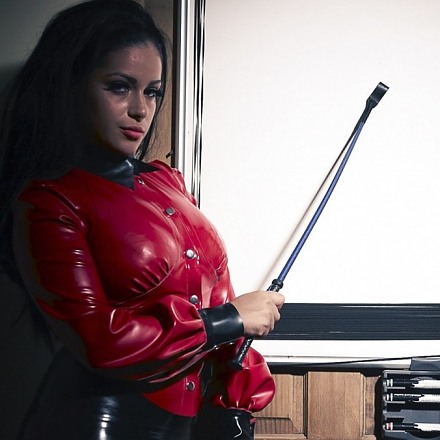 Mistress Jasmine in red and black latex
