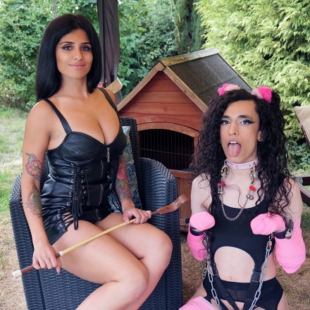 Sissy Slave Gets Strapon Fucked By Sexy Latina Leather Dominatrix