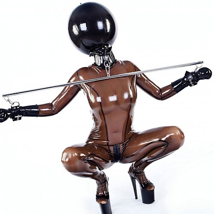 Veronica Wears A Transparent Latex Catsuit With Hood And High Heels